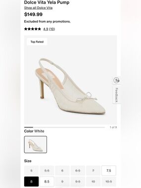 Dolce Vita White Slingback Pointed-Toe Pump with Bow Accent